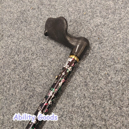 black and flowery design is perfect for those who want a subtle but interesting walking stick