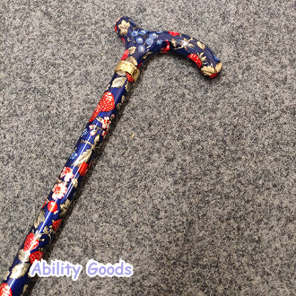 chelsea slim cane walking stick in blue with pink and gold, the perfect present